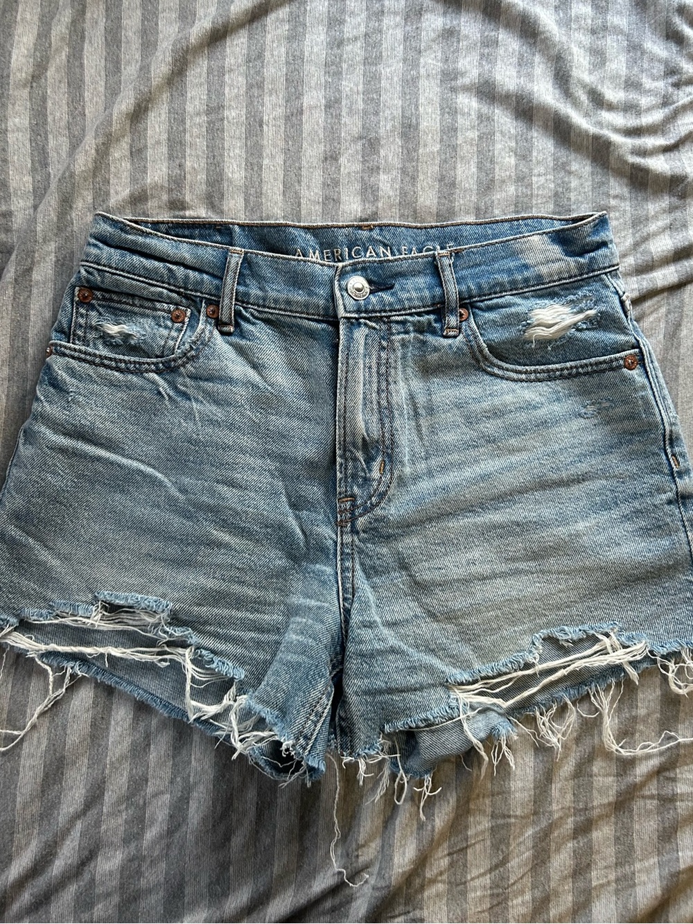 American Eagle Outfitters Faded Blue Distressed Denim Cutoff Shorts